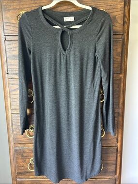 24/7 Maurice’s Casual Charcoal Long-Sleeve Keyhole Dress, Size XS